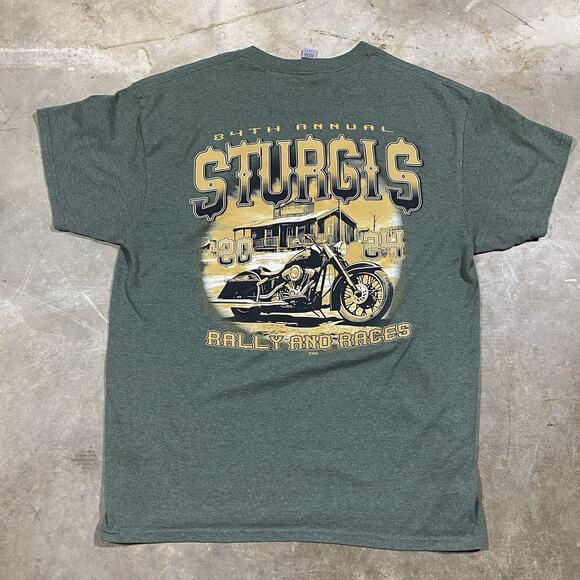 Sturgis Rally and Races 2024 Tee Motorcycle Graphic Green L - Picture 1 of 6